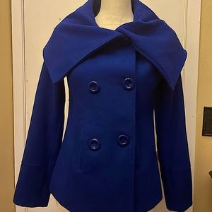 Ambiance apparel blue wool dbl breasted coat size small